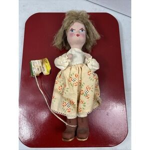 Vintage 1989 Polish Folk Doll Kasia Krakow Handmade Hand Painted Textile Art 8"
